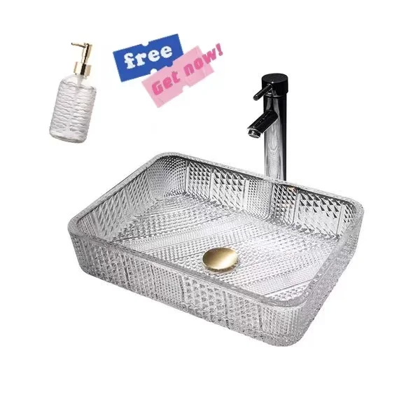 Popular Rectangle Clear Glass Bathroom Vanity Sink Glass Top Sink Crystal Glass Wash hand basins
Popular Rectangle Clear Glass Bathroom Vanity Sink Glass Top Sink Crystal Glass Wash hand basins