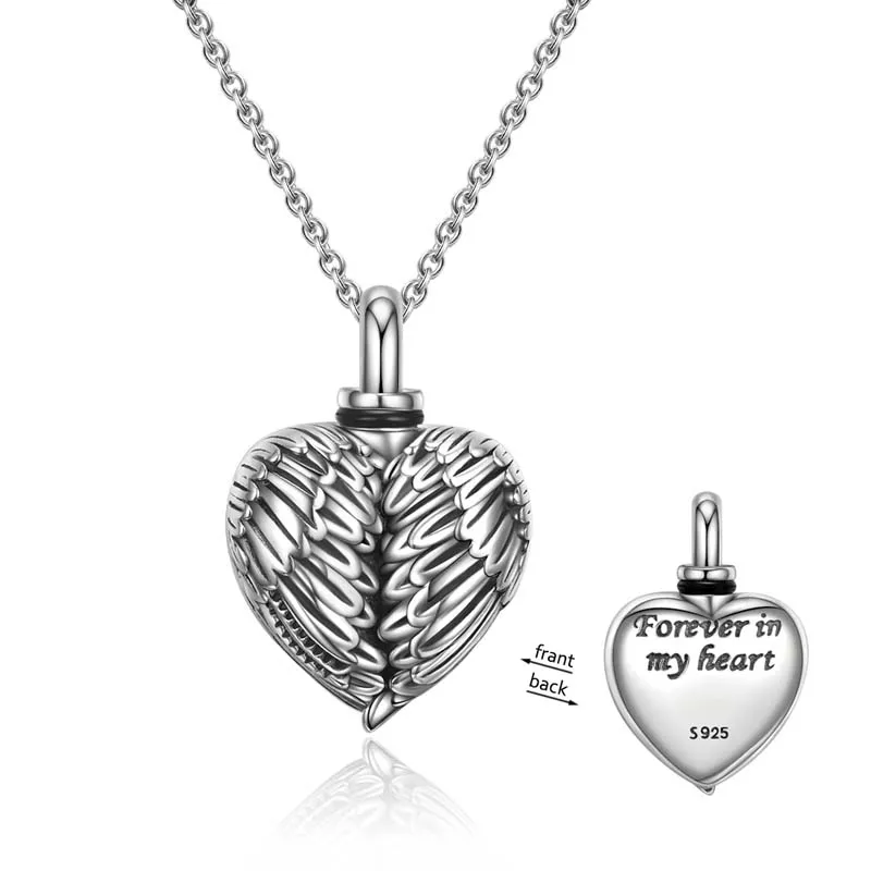 Fashion Wing Pattern Heart-shaped Ashes Necklace Sterling Silver Pendant Necklace Jewelry For Men Women
Fashion Wing Pattern Heart-shaped Ashes Necklace Sterling Silver Pendant Necklace Jewelry For Men Women