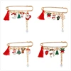 Christmas Brooch Pin Santa Snowman Badges Jewelry Clothing Corsage Bell Elk Sled Dog Cartoon Fun Winding Brooches