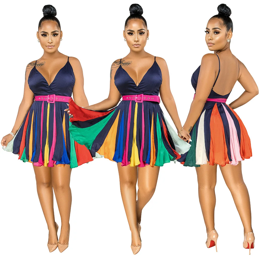 Spaghetti Strap V-neck Short Midi Dress Women Night Party Backless Contrast Color Patchwork Women Casual Bodycon Dresses
Spaghetti Strap V-neck Short Midi Dress Women Night Party Backless Contrast Color Patchwork Women Casual Bodycon Dresses