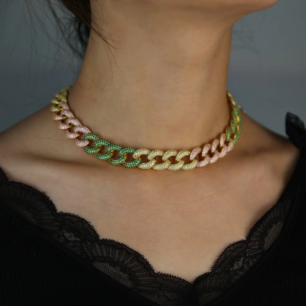 2020 hip hop trend choker necklace jewelry with rainbow colorful cz pave cuban chain women lady heavy statement necklace jewelry, Black
2020 hip hop trend choker necklace jewelry with rainbow colorful cz pave cuban chain women lady heavy statement necklace jewelry, Black