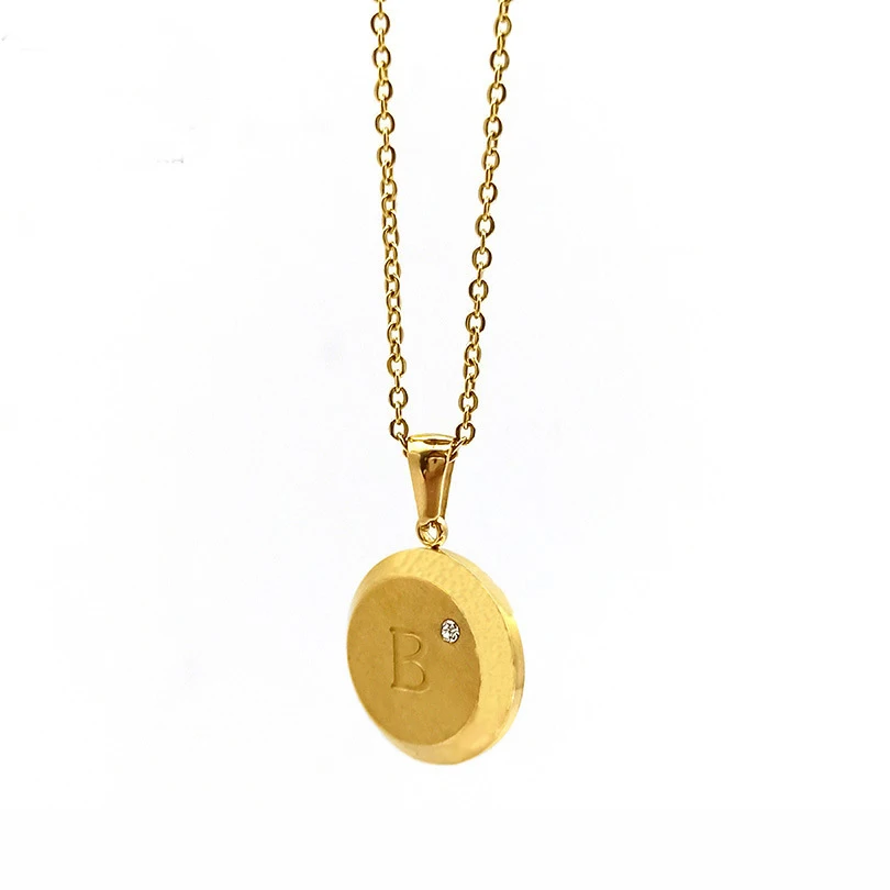 White Diamond 18K Gold Plated Titanium Stainless Steel Round Alphabet Initial 26 Letter Pendant Jewelry Necklace For Women
White Diamond 18K Gold Plated Titanium Stainless Steel Round Alphabet Initial 26 Letter Pendant Jewelry Necklace For Women