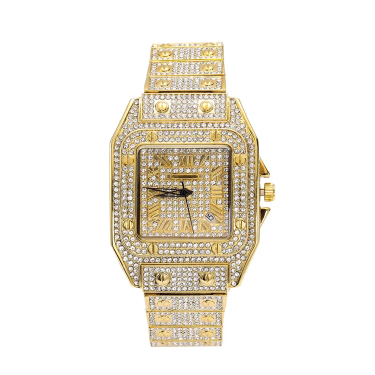 European and American Hip Hop Roman scale quartz fashion full diamond square dial men's watch Hip hop watch
European and American Hip Hop Roman scale quartz fashion full diamond square dial men's watch Hip hop watch
