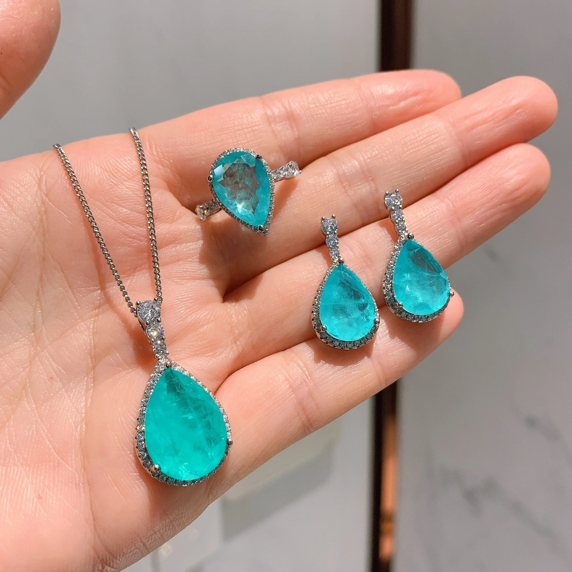 Luxury Tourmaline Gemstone Rings/Earrings/Pendant/Necklace Wedding Jewelry Sets Wholesale
Luxury Tourmaline Gemstone Rings/Earrings/Pendant/Necklace Wedding Jewelry Sets Wholesale