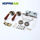 European Style Home Hardware Furniture Antique Brass Hotel Interior Door Mortise Key Lock Lever Handle Set