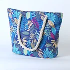 Custom 2020 Factory Supply Ladies Floral Sublimation Large Canvas Beach Tote Bag with Rope Handle Handbag For Woman