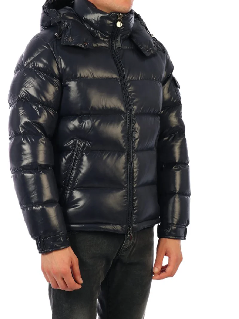 2021 Wholesale Shiny Custom Puffer Jacket Black Bubble Coats For Men