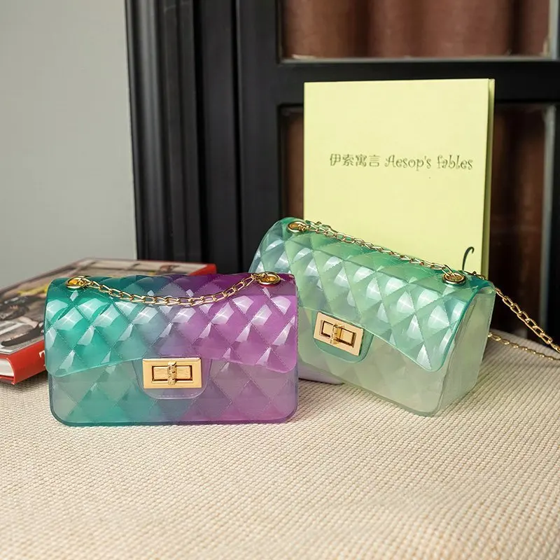2021 Ladies gradient 6 color jelly bag shoulder diagonal diamond chain bag, 6 colors
2021 Ladies gradient 6 color jelly bag shoulder diagonal diamond chain bag, 6 colors
