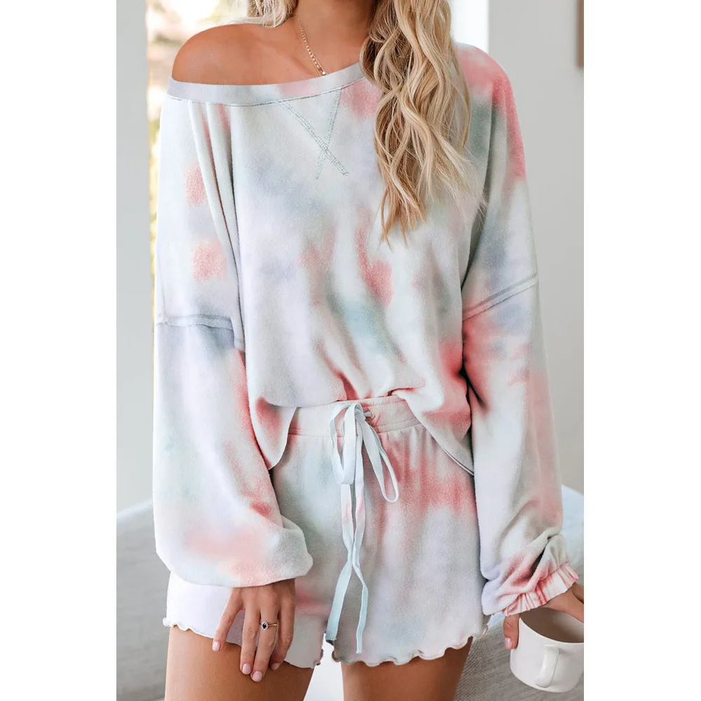 2021 Spring European And American Tie Dyed Home wear 2 piece Set women's casual Dress printing long sleeve pajamas
2021 Spring European And American Tie Dyed Home wear 2 piece Set women's casual Dress printing long sleeve pajamas