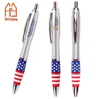 Custom plastic silver Ballpoint Pen, medium point,black ink,refillable with logo print.