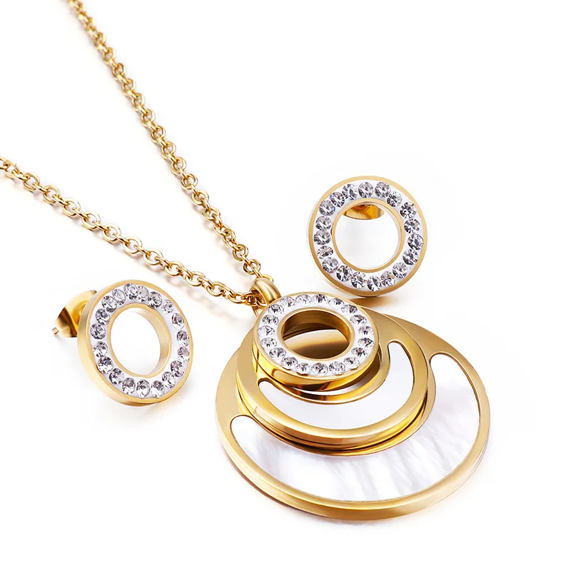 2019 MsLady simple circle shell earrings necklace two-piece set manufacturer direct sale, Silver/gold/rose gold
2019 MsLady simple circle shell earrings necklace two-piece set manufacturer direct sale, Silver/gold/rose gold