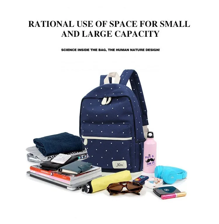 Women Three Pieces Suit Set Canvas School Bags For Teenagers Backpack Bag