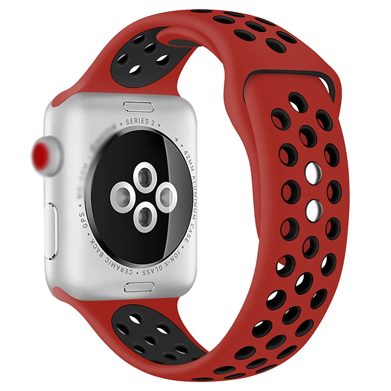 Wristwatches accessories Flexible breathable wristband silicone bracelet smart watch bands for Apple iWatch 6 5 4 3 2 1, Black,red,pink,blue,green,customized
Wristwatches accessories Flexible breathable wristband silicone bracelet smart watch bands for Apple iWatch 6 5 4 3 2 1, Black,red,pink,blue,green,customized