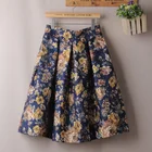 Slanna African fashion retro boho floral print high waist Flared pleated umbrella jacquard midi skirt for women