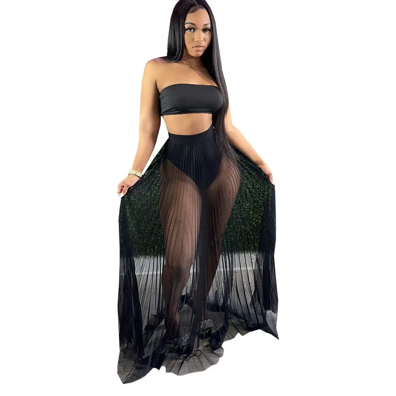 2021 New Arrivals Fashion Women Casual Sleeveless Wrap Chest See-through Mesh Skirt 2 Pieces Set Dress, Picture show
2021 New Arrivals Fashion Women Casual Sleeveless Wrap Chest See-through Mesh Skirt 2 Pieces Set Dress, Picture show