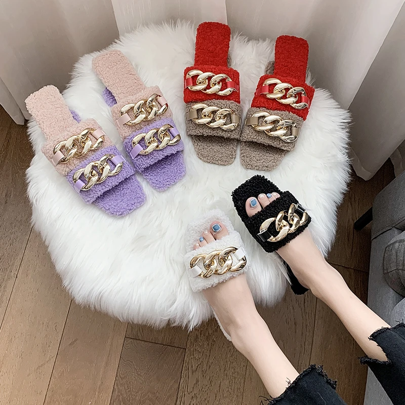 5 color 35-42 Women's plush sandals chain slippers H6, Black,pink,red,khaki,white,purple
5 color 35-42 Women's plush sandals chain slippers H6, Black,pink,red,khaki,white,purple