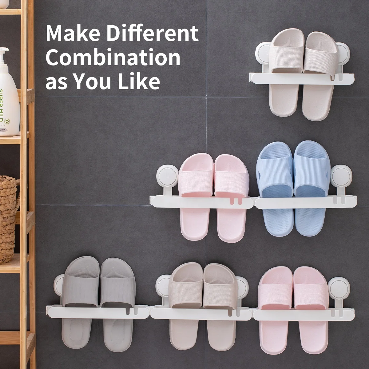Taili white plastic portable slippers rack kids foldable wall amounted shoe storage rack with suction cup for bathroom
Taili white plastic portable slippers rack kids foldable wall amounted shoe storage rack with suction cup for bathroom