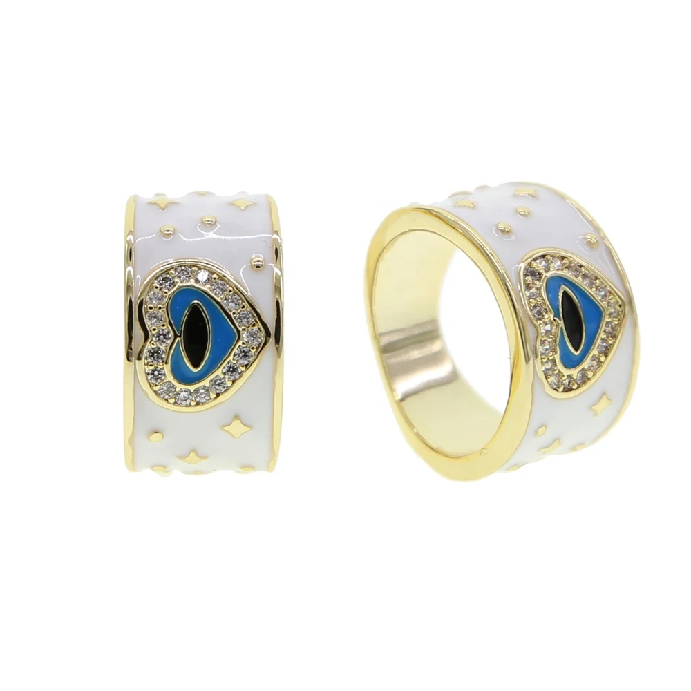 Wide band Heart Shape white Enamel Love Ring paved cz band lucky Evil Eye Bohemian Enamel Wide Ring for Woman Party Jewelry gift
Wide band Heart Shape white Enamel Love Ring paved cz band lucky Evil Eye Bohemian Enamel Wide Ring for Woman Party Jewelry gift