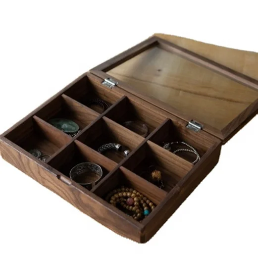 WOODSPACE Black walnut jewelry snack storage box with glass cover transparent dust-proof collection box 
WOODSPACE Black walnut jewelry snack storage box with glass cover transparent dust-proof collection box
