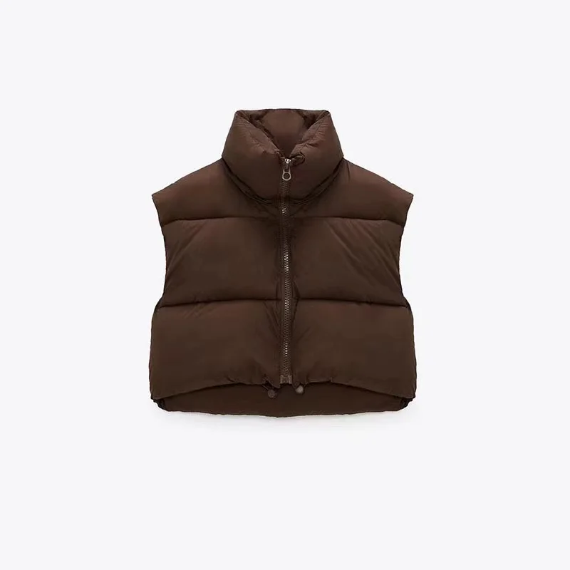 European and American women's clothing Fall Winter Solid new cotton coat vest zipped stand collar vest Down Jackets
European and American women's clothing Fall Winter Solid new cotton coat vest zipped stand collar vest Down Jackets