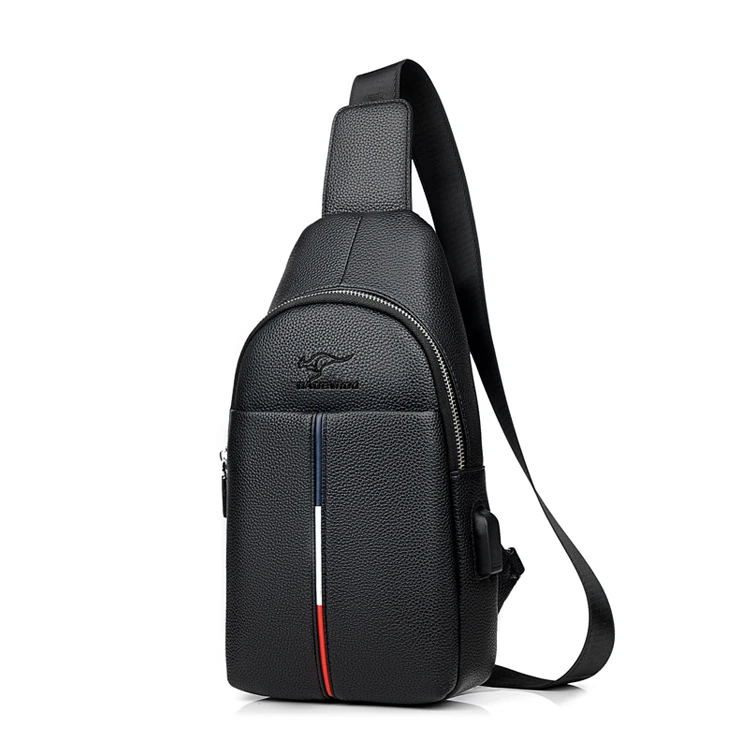 Custom men's leather chest bag anti-theft leather USB charging cross body sling shoulder chest bag, Black and brown
Custom men's leather chest bag anti-theft leather USB charging cross body sling shoulder chest bag, Black and brown