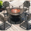 outdoor black wrought iron patio table dining table and chair set