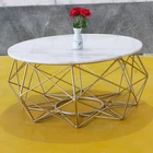 Stainless steel marble top coffee table modern living room furniture side table