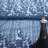 Luxury Wedding Blue Handwork Tulle beaded Lace Fabric, High Quality Lace Fabric With Beads And Pearl
Luxury Wedding Blue Handwork Tulle beaded Lace Fabric, High Quality Lace Fabric With Beads And Pearl