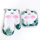 Pot Holder Cotton Oven Mitt Custom Printed Heat Resistant Cotton Oven Mitts Pot Holder 2pcs