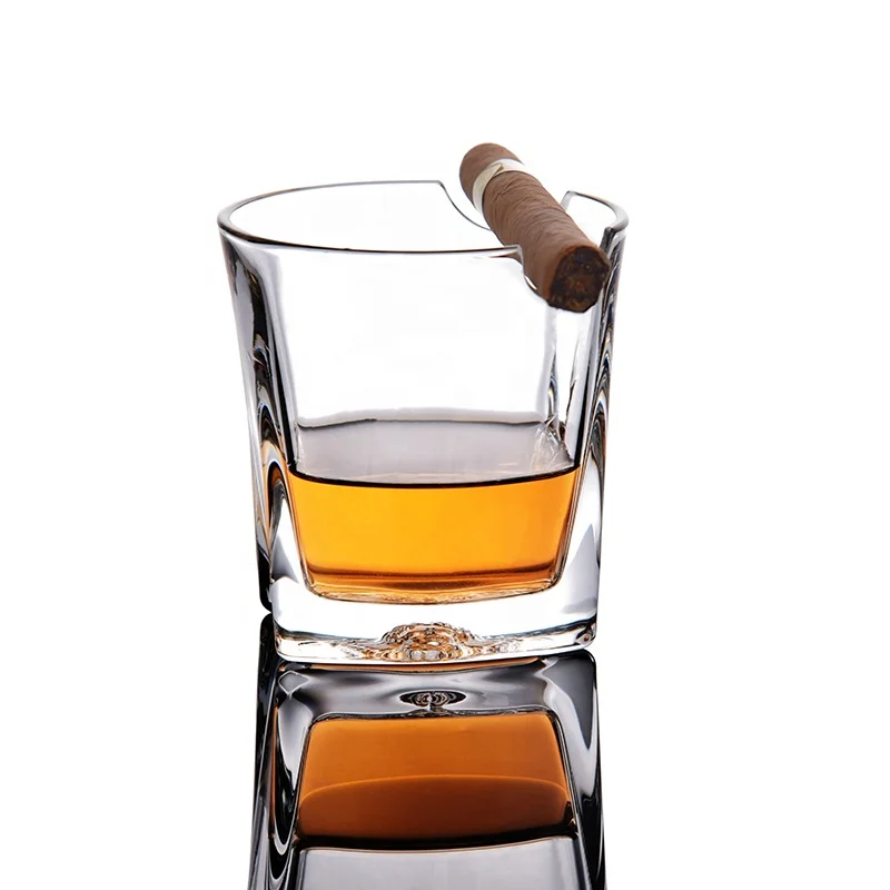ROCKY crystal clear glass N22 medusa bottom whiskey cigar glass cup with cigar holder, Transparent clear 
ROCKY crystal clear glass N22 medusa bottom whiskey cigar glass cup with cigar holder, Transparent clear
