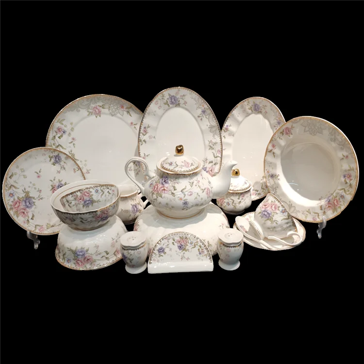 Round Ceramics assiette Dinner Dessert Plate Porcelain dinnerware sets for 6 person party western tableware sets