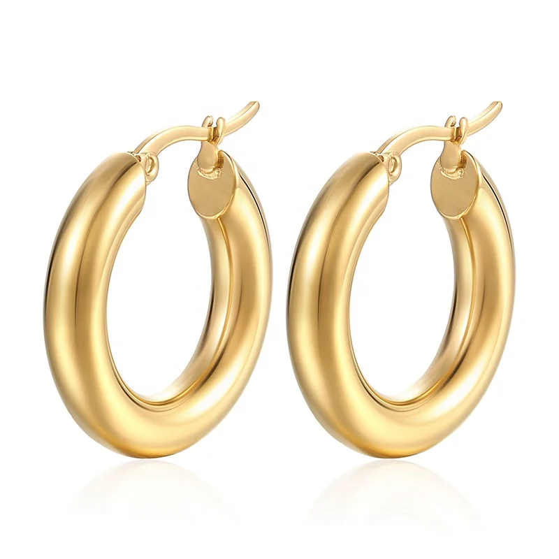 Minimalist Women Jewelry 18K Gold Plated Stainless Steel Hypoallergenic Solid Chunky Thick Hoop Earrings for Women
Minimalist Women Jewelry 18K Gold Plated Stainless Steel Hypoallergenic Solid Chunky Thick Hoop Earrings for Women