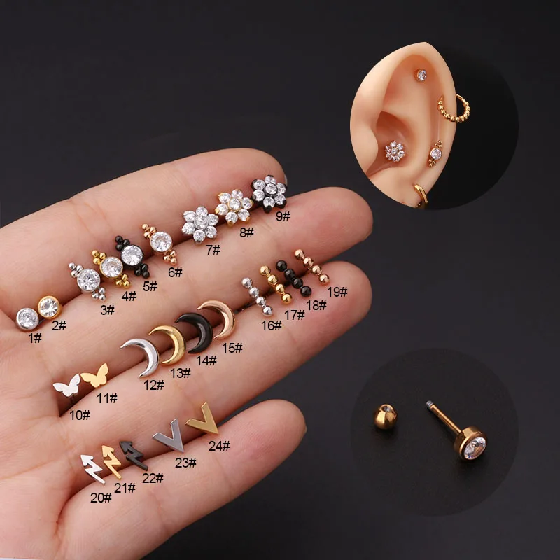 316 Stainless Steel Ear Trague Helix Cartilage Conch Piercing Body Jewelry Back Screw Stud Earring
316 Stainless Steel Ear Trague Helix Cartilage Conch Piercing Body Jewelry Back Screw Stud Earring