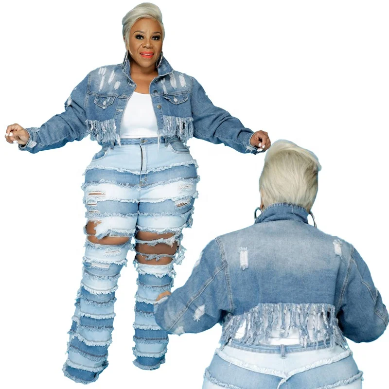 High quality Fall Clothing Hollow Out Jean Coats Plus size women ripped tassel washed denim jacket, Picture
High quality Fall Clothing Hollow Out Jean Coats Plus size women ripped tassel washed denim jacket, Picture