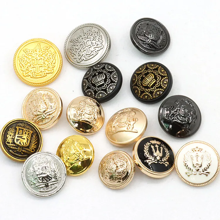 High quality custom embossed men's and women's blazers military uniforms gold plated silver metal buttons
High quality custom embossed men's and women's blazers military uniforms gold plated silver metal buttons