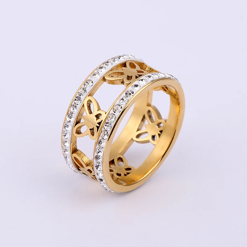 Best selling butterfly pattern stainless steel jewelry with diamond titanium steel ring
Best selling butterfly pattern stainless steel jewelry with diamond titanium steel ring