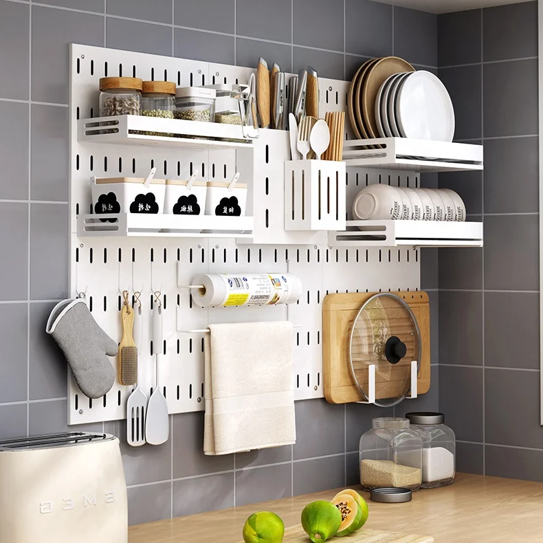 Household Kitchen Hole Plate Nail-Free Wall-Mounted Various Tableware Storage Rack, White
Household Kitchen Hole Plate Nail-Free Wall-Mounted Various Tableware Storage Rack, White