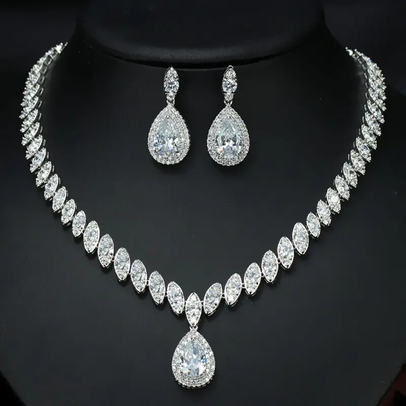 High Quality AAA Cubic Zirconia Bridal Women Earrings Necklace Sets for Wedding Jewelry
High Quality AAA Cubic Zirconia Bridal Women Earrings Necklace Sets for Wedding Jewelry
