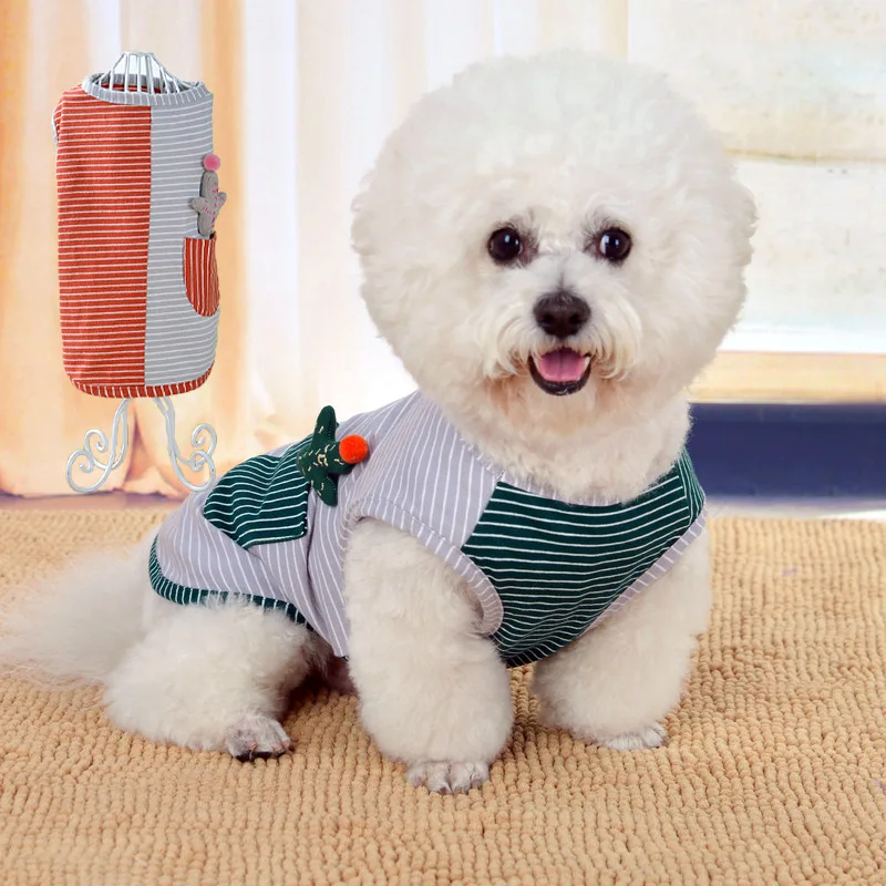 New cat dog clothes cactus pet clothing pure cotton striped knitted dog summer vest dress clothes
New cat dog clothes cactus pet clothing pure cotton striped knitted dog summer vest dress clothes