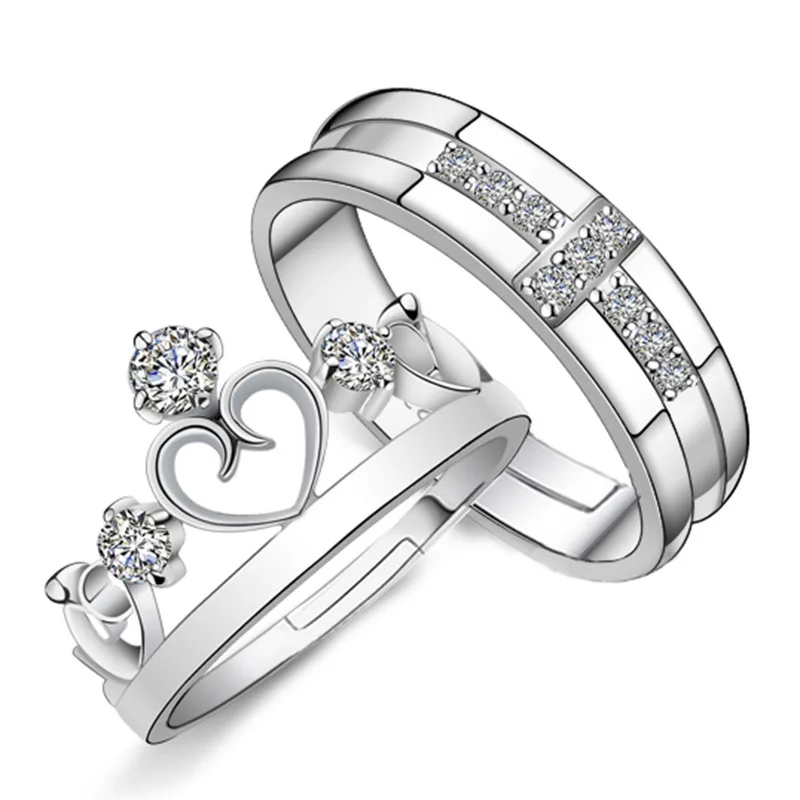 New fashion female crown couple ring prince and princess pair ring men and women proposal silver plated ring
New fashion female crown couple ring prince and princess pair ring men and women proposal silver plated ring