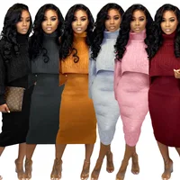 2020 Warm winter female skirt clothing two pieces set solid long-sleeved high collars knitted women fashion turtleneck sweater
2020 Warm winter female skirt clothing two pieces set solid long-sleeved high collars knitted women fashion turtleneck sweater