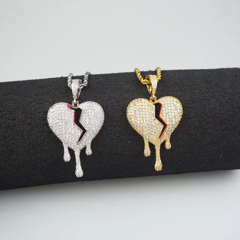 Fashion Broken Heart Iced Out Chain Pendant Necklace Statement Gold Color Cubic Zircon Necklace Hip Hop Men's Jewelry Gift
Fashion Broken Heart Iced Out Chain Pendant Necklace Statement Gold Color Cubic Zircon Necklace Hip Hop Men's Jewelry Gift