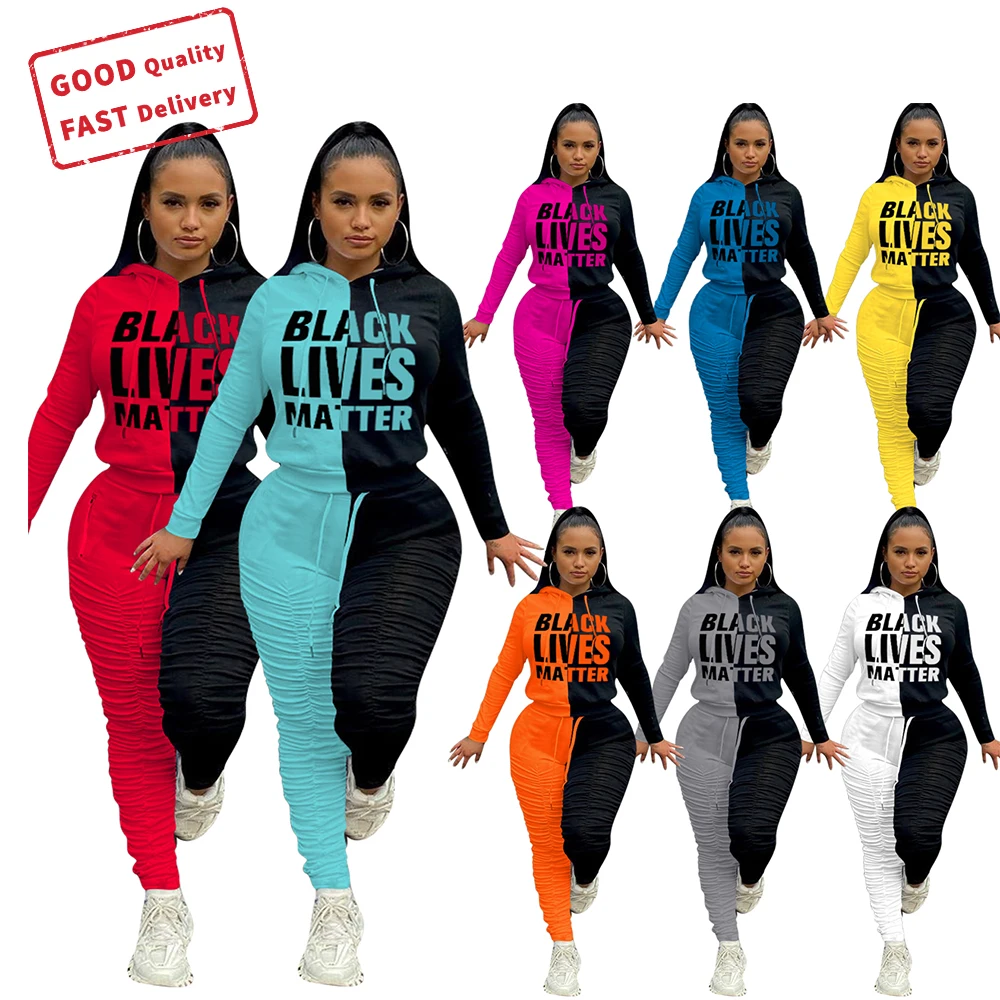 GQ1018 2021 new arrivals fall winter ladies stacked pants set casual letter printing sports hoodie pleated 2 piece set women, Picture color
GQ1018 2021 new arrivals fall winter ladies stacked pants set casual letter printing sports hoodie pleated 2 piece set women, Picture color