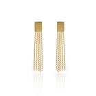 Charare temperamental gold rectangle tassel chain earrings 2020