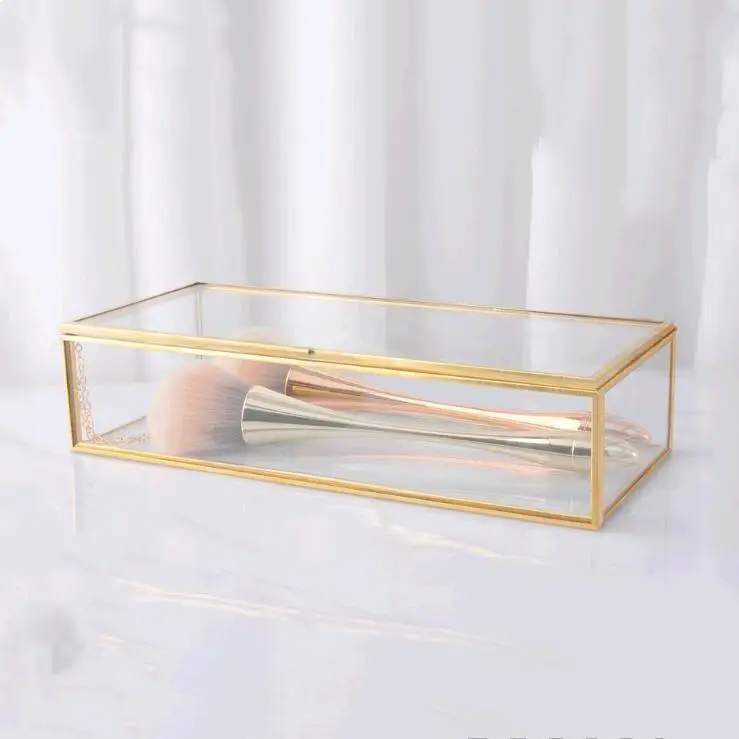 DDA1877 Women Simple Jewel Organizer Desk Rectangular Jewelry Display Storage Box Clear Gold Large Glass Jewelry Boxes With Lid
DDA1877 Women Simple Jewel Organizer Desk Rectangular Jewelry Display Storage Box Clear Gold Large Glass Jewelry Boxes With Lid