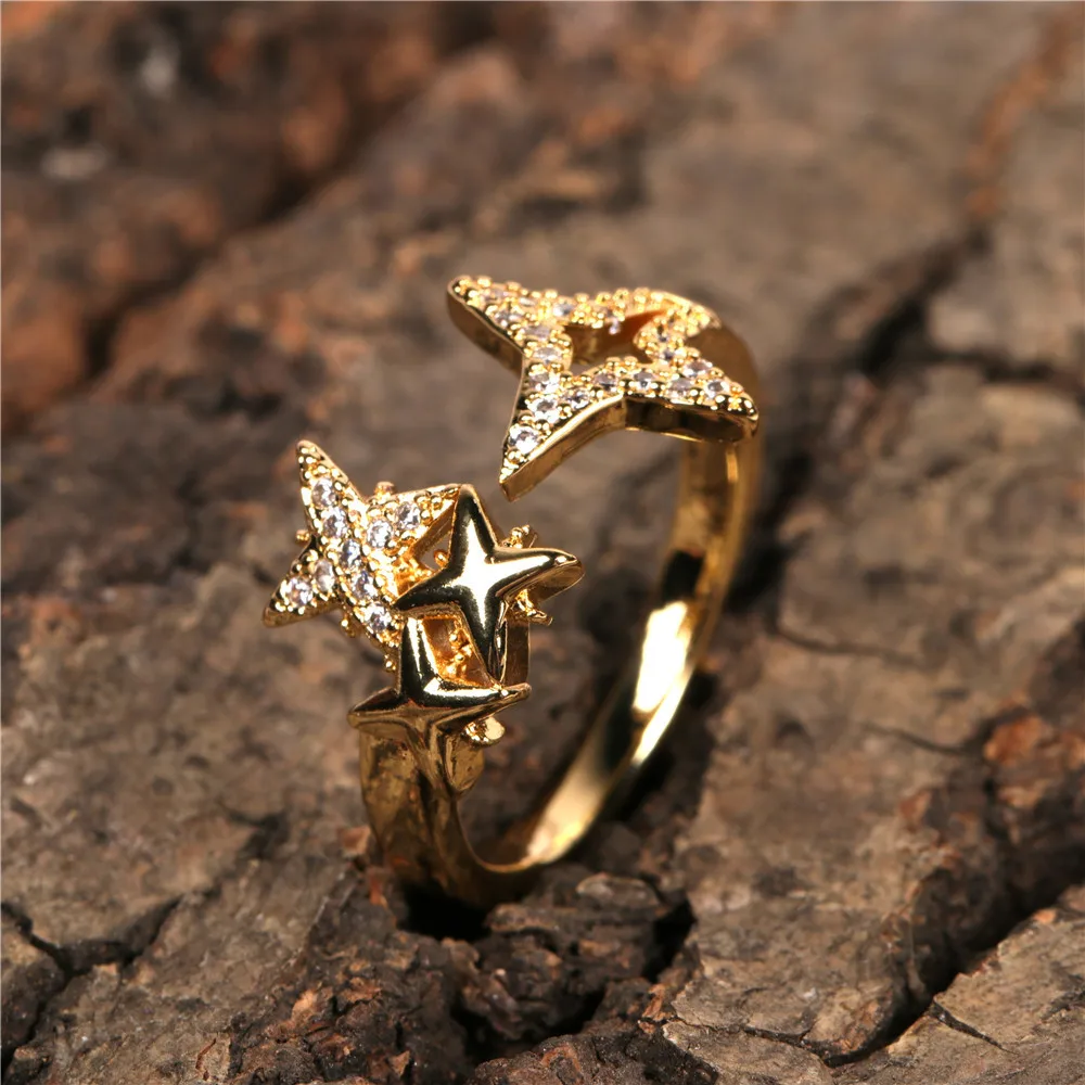 Ins Style Shiny 18K Gold Plated Zircon Star Cuff Rings Adjustable Gold Zircon Star Open Rings For Women Fashion Jewelry
Ins Style Shiny 18K Gold Plated Zircon Star Cuff Rings Adjustable Gold Zircon Star Open Rings For Women Fashion Jewelry