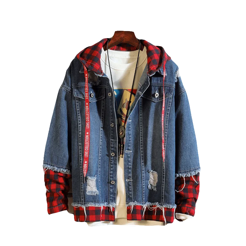 New Autumn Hooded Two-piece Denim Jacket Loose Fashion Hole Casual Mens Jacket
New Autumn Hooded Two-piece Denim Jacket Loose Fashion Hole Casual Mens Jacket