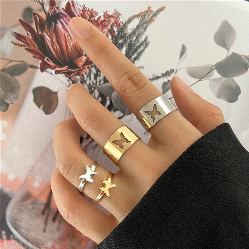 Fashion Adjustable Butterfly Ring Set For Lover Women Men Romantic Hollow Animal Wedding Couple Rings, Silver plated
Fashion Adjustable Butterfly Ring Set For Lover Women Men Romantic Hollow Animal Wedding Couple Rings, Silver plated
