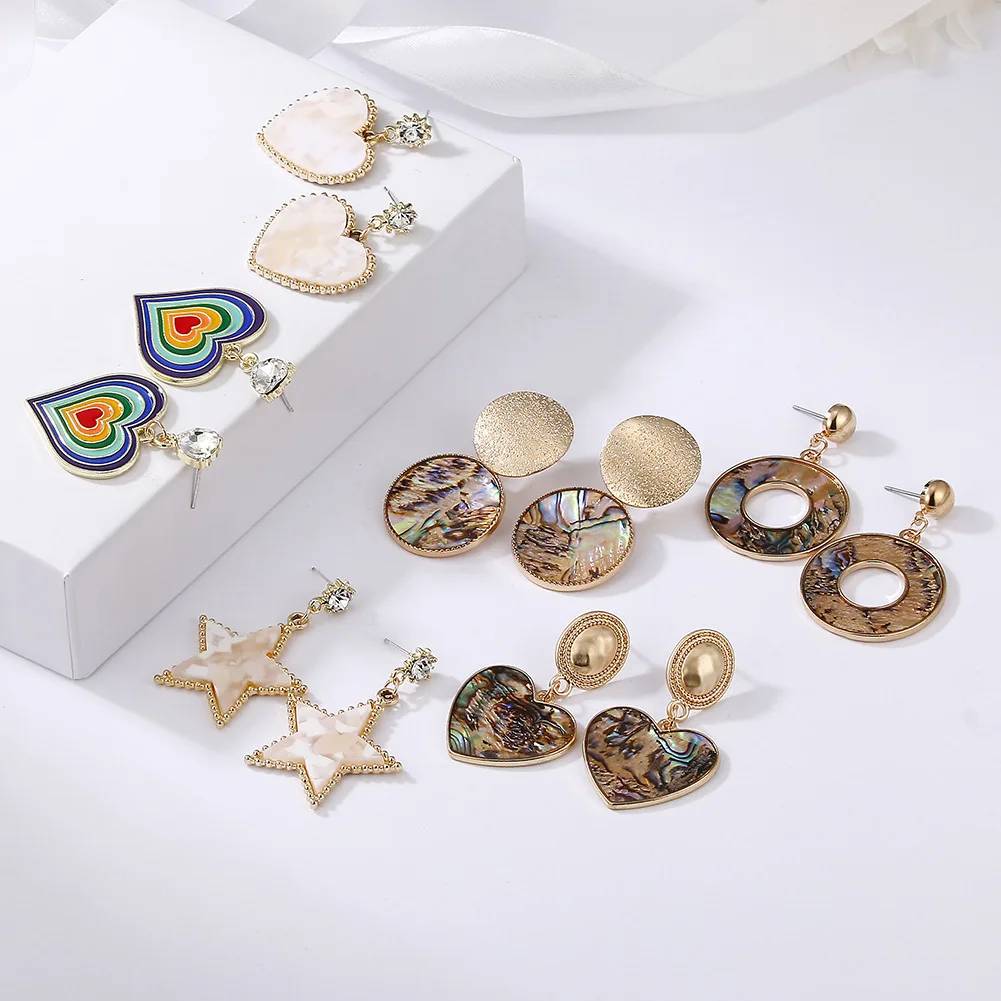 Hot Sale Real Gold Plated Oil Drip Heart Star Shell Drop Earrings Hollow Round Shell Pendant Earrings For Women
Hot Sale Real Gold Plated Oil Drip Heart Star Shell Drop Earrings Hollow Round Shell Pendant Earrings For Women