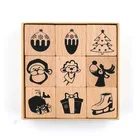 2020 new Xmas burning pattern wooden vintage stamp set, hot OEM design wooden vintage stamp set